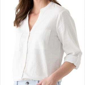 Nine West White Button-Down Shirt